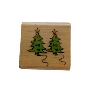 Festive Green Christmas Tree Design Stamp
